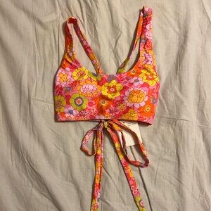 Kulani Kinis Orange and Pink Floral Bikini Top